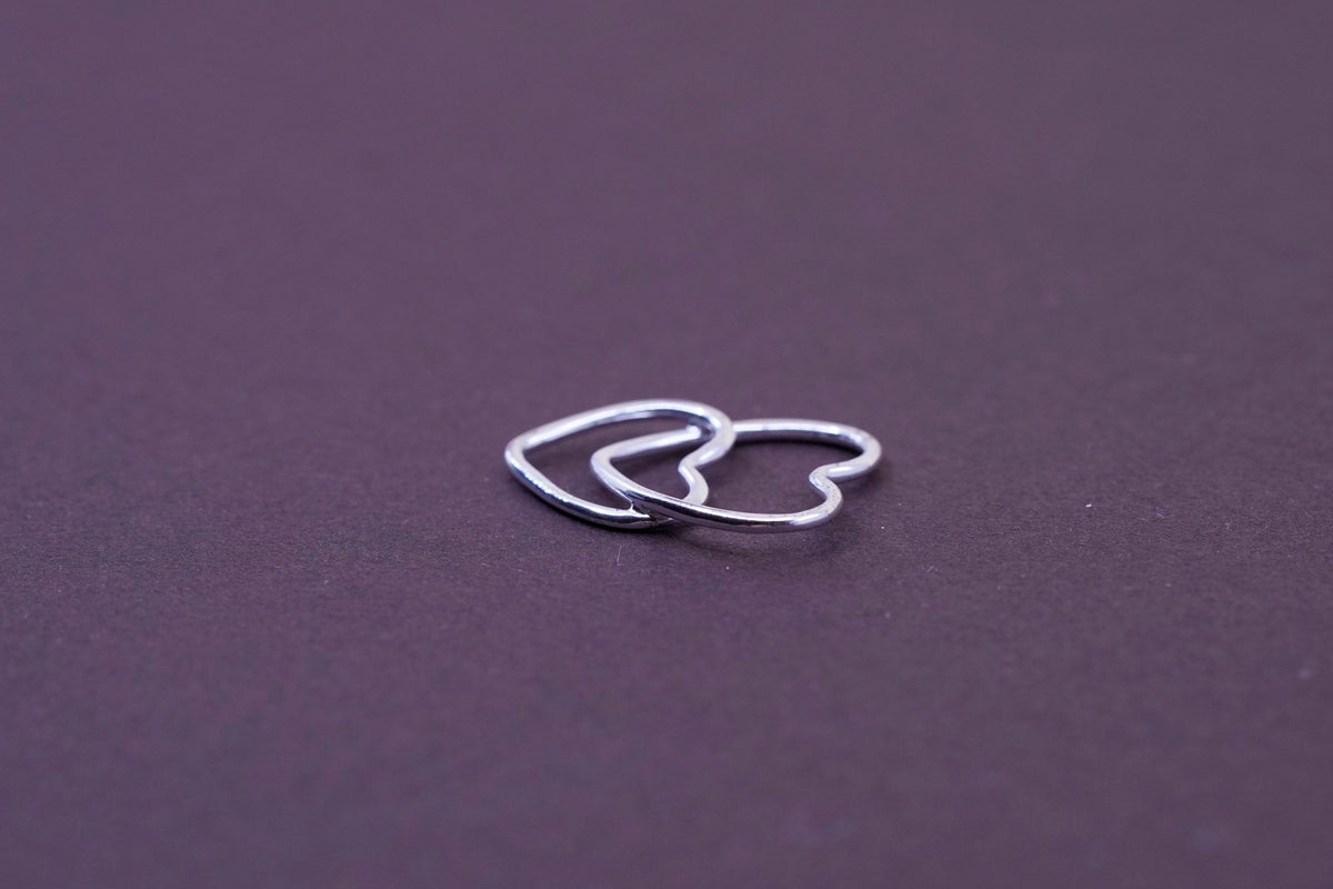 Vintage Sterling silver handmade pendant, 925 double heart charm