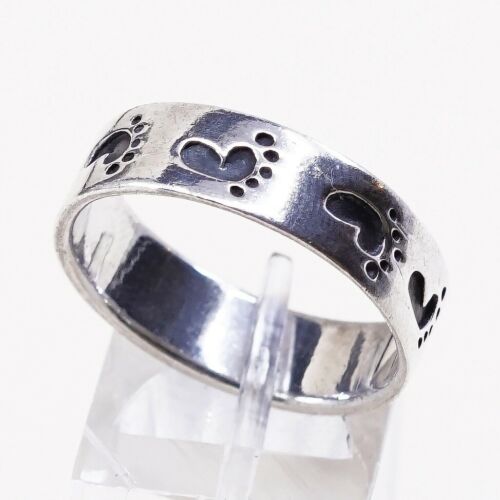 Size 11.25, Vtg Sterling Silver handmade Ring. 925 Foot Footprint Band