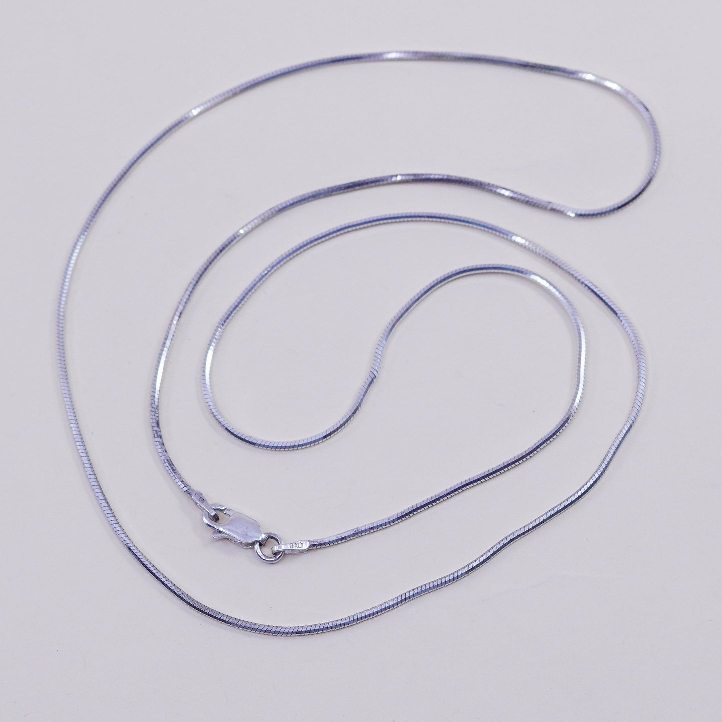 24”, 1mm, Vintage sterling silver square snake chain, Italy 925 necklace