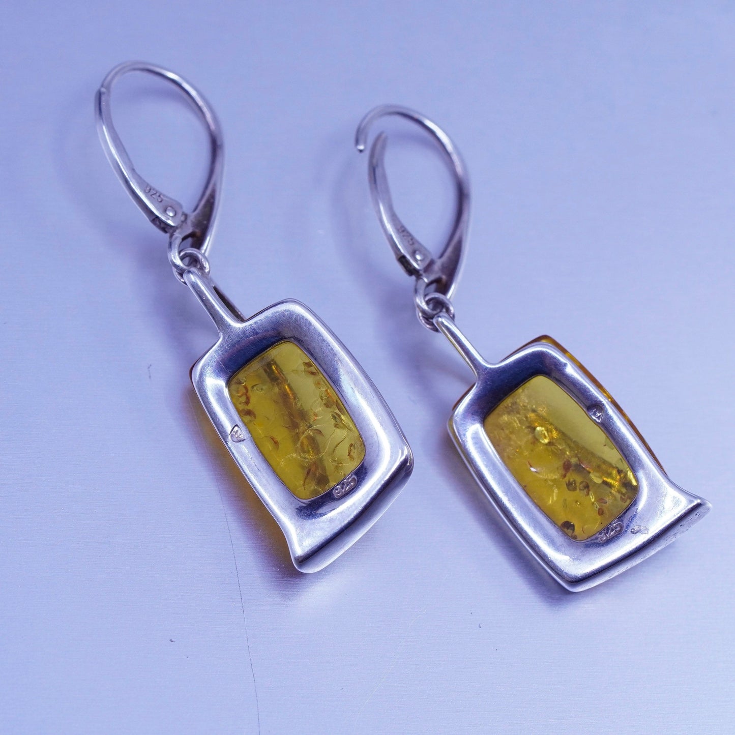 Vintage jewelry | handmade Sterling 925 silver earrings with amber