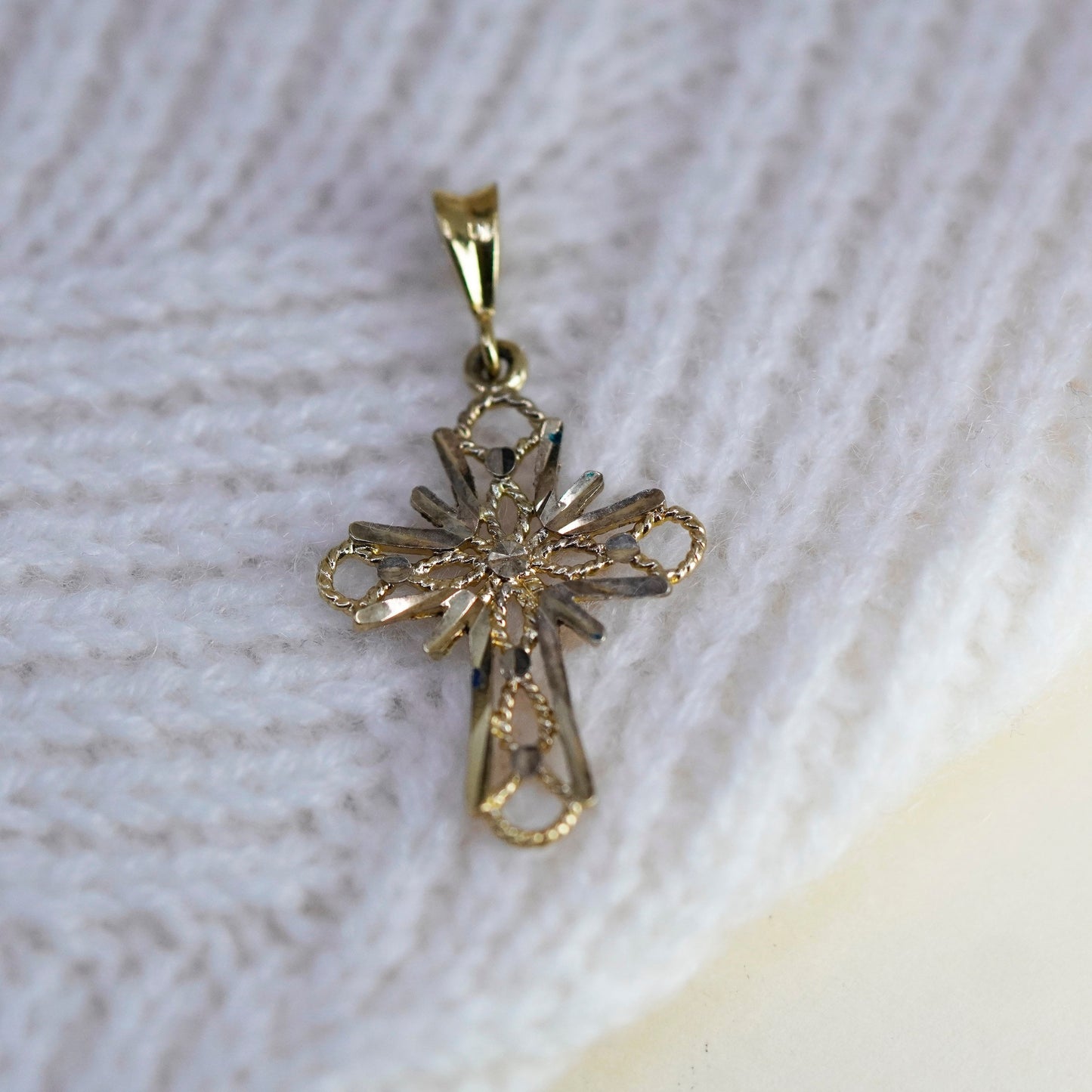 Vermeil Gold over Sterling silver pendant, filigree 925 cross pendant