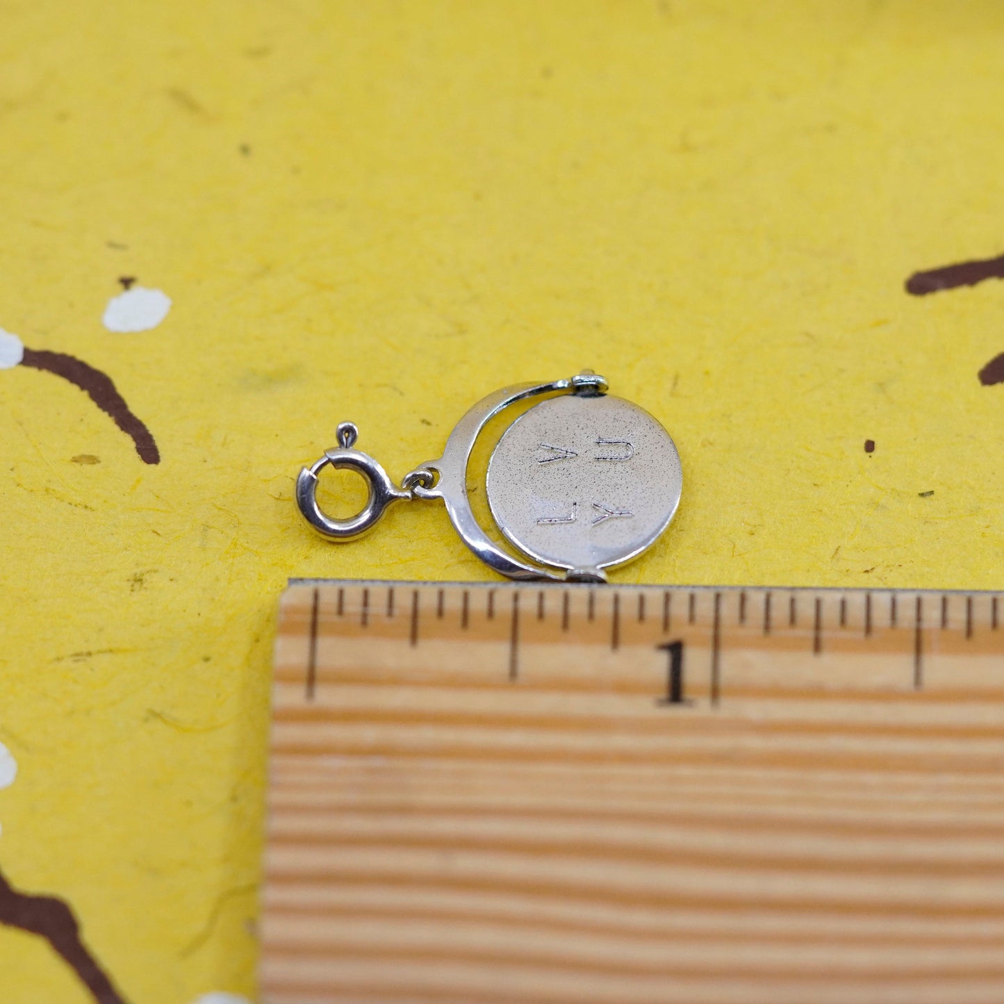 sterling silver handmade pendant, 925 spinner charm with initial “I love you