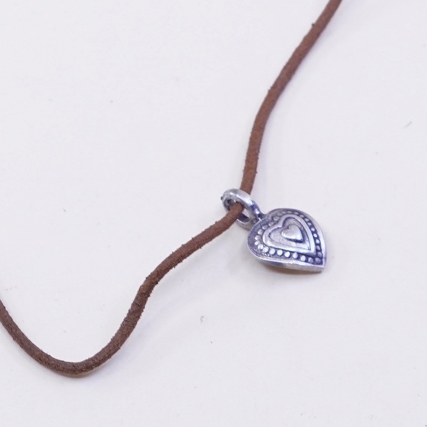 16”, Native American leather necklace and Sterling 925 silver heart pendant