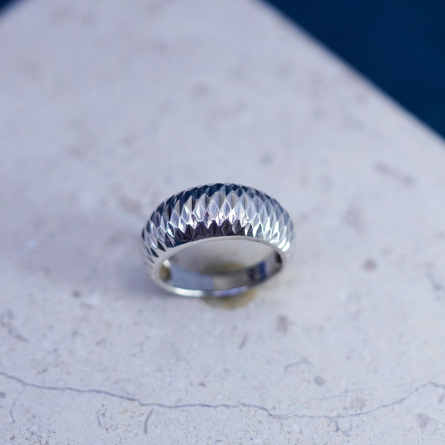 Size 8, vintage Sterling silver handmade ring, southwestern 925 textured band