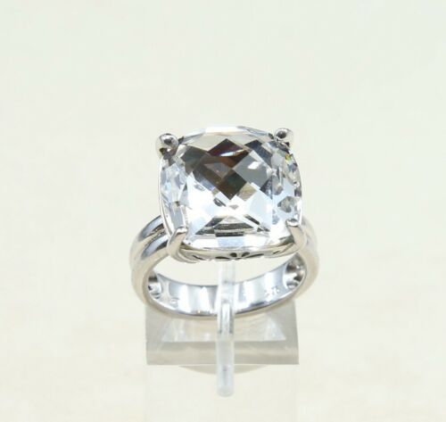 Sz 8.5, Sterling Silver Ring, 925 Silver cocktail statement Ring W/ Crystal