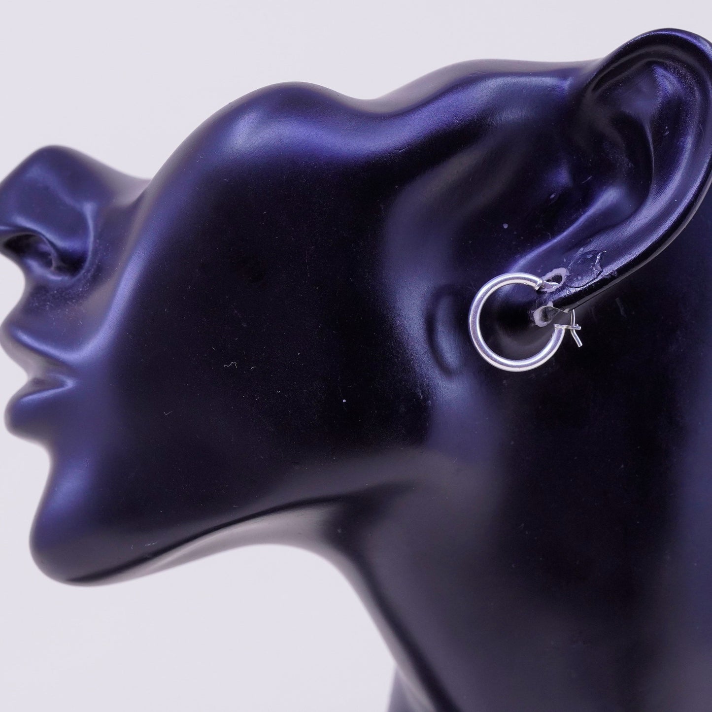 0.5”, Vintage sterling silver loop earrings, fashion minimalist, 925 hoops