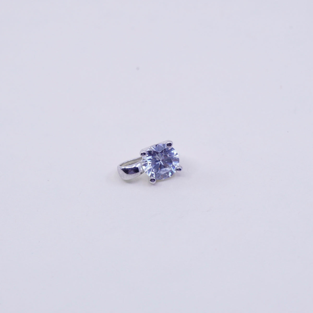 Vintage sterling silver cz crystal pendant, 925 charm