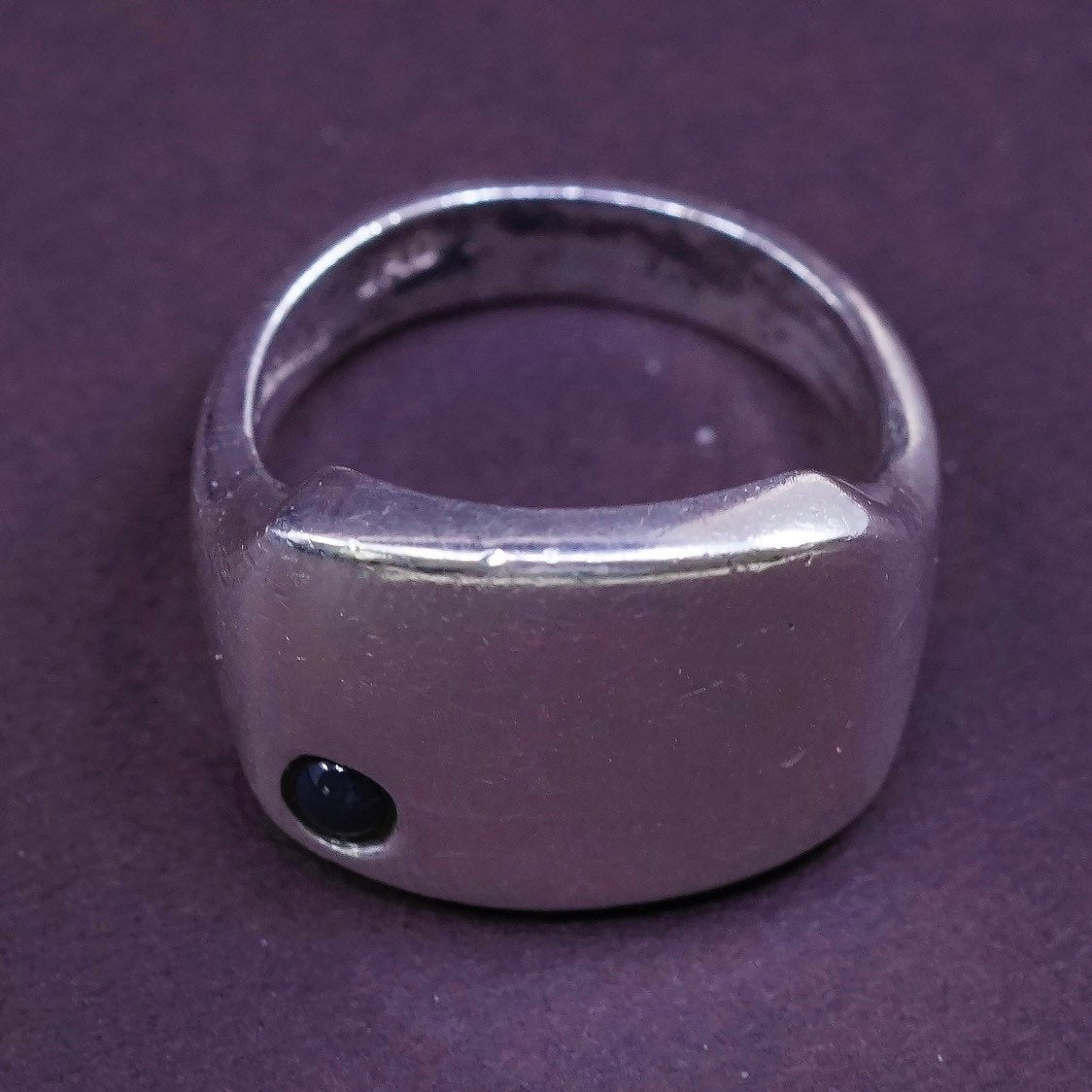 Size 6, vintage JAD Sterling silver ring, Modern 925 statement ring w/ jade