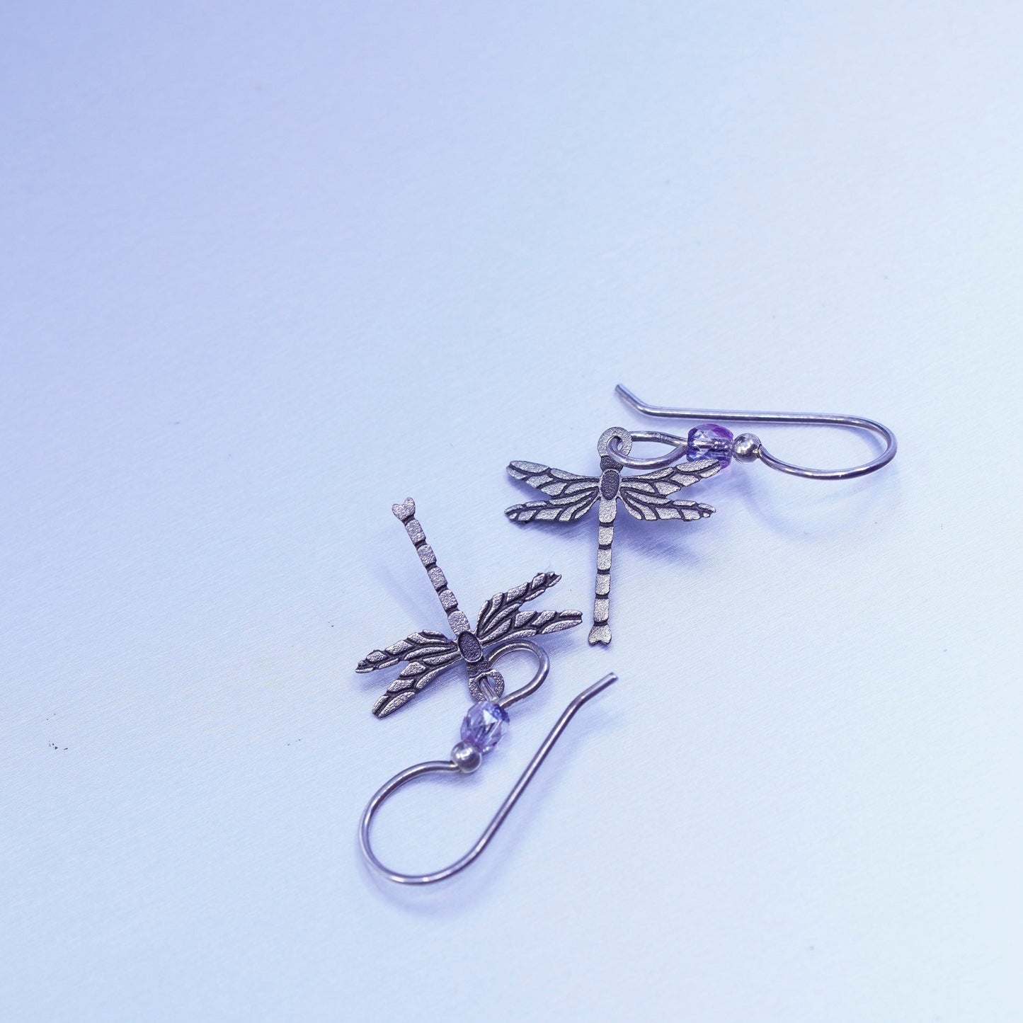 Vintage Sterling 925 silver handmade dragonfly earrings