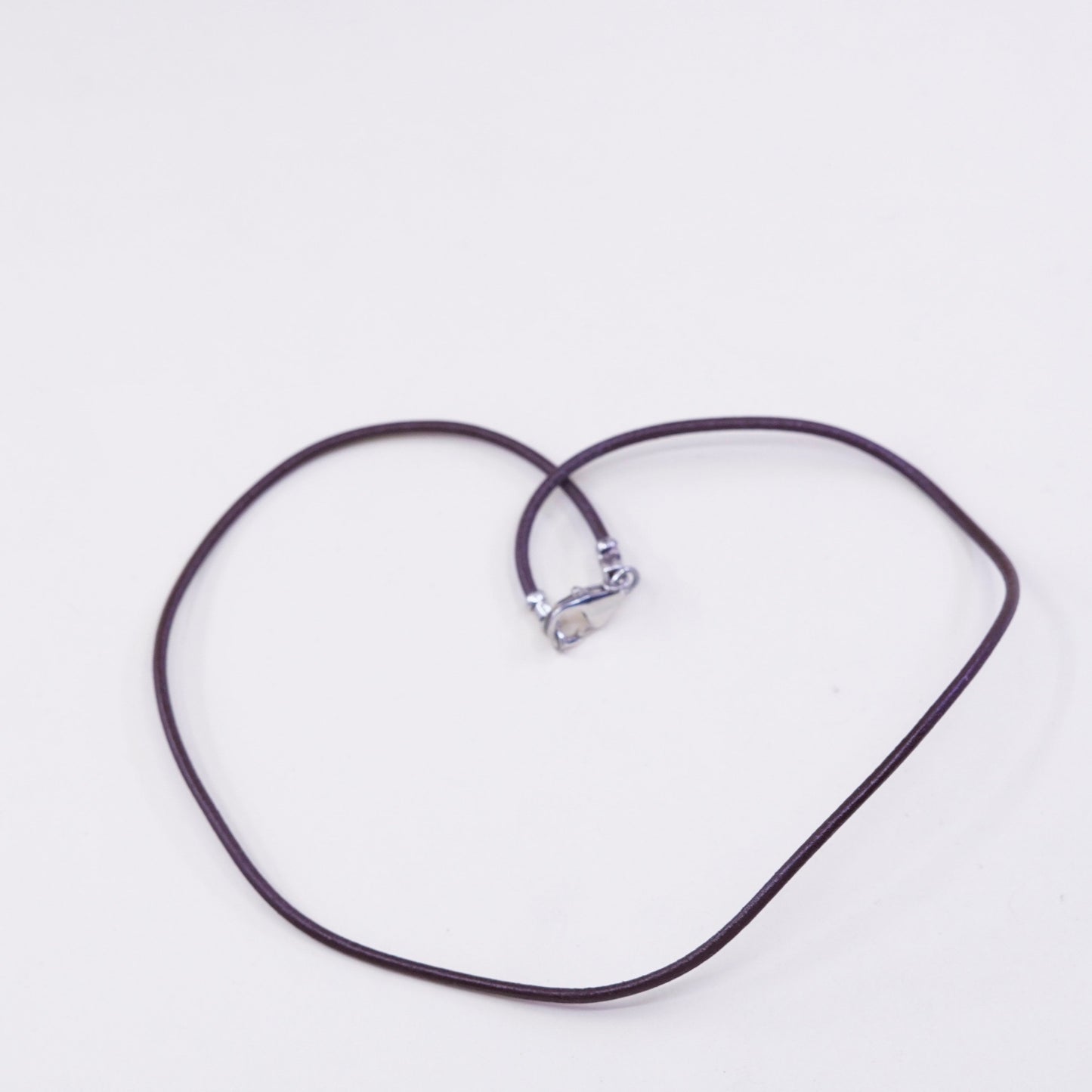15”, Vtg Sterling 925 Silver Clasp W/ brown Leather Necklace