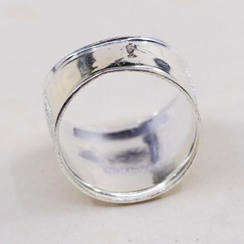 Sz 7, Vtg Sterling Silver Handmade Ring 925 Silver Sparkly Band W/ Matt Surface