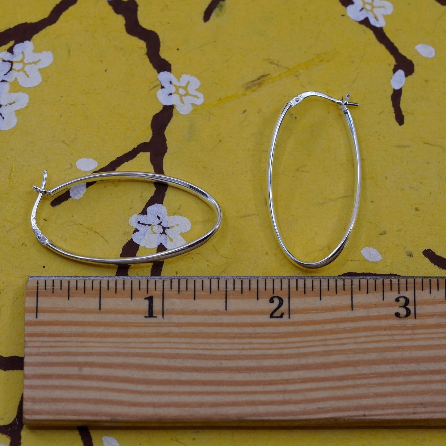 1.5”, vintage Italy Sterling silver handmade earrings, twisted 925 hoops