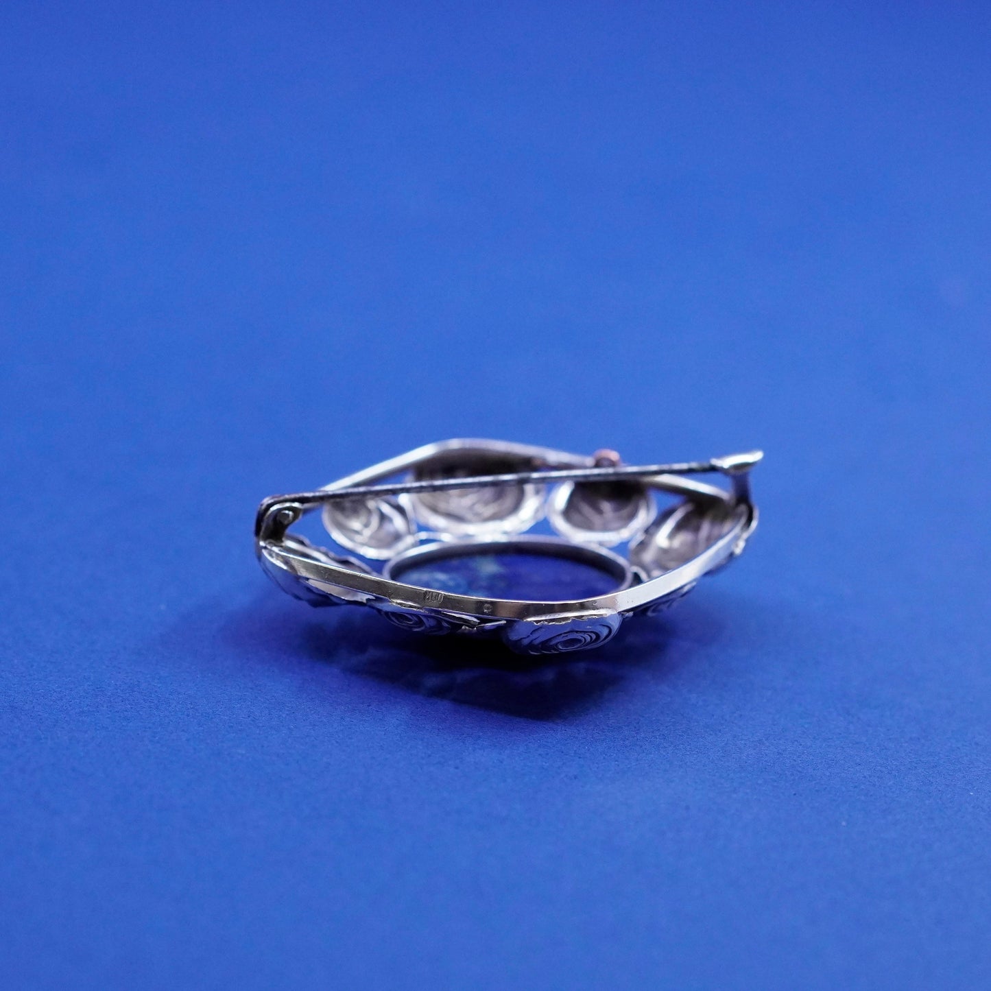 vtg Art Deco Sterling Silver Floral handmade brooch, 1960s 925 rose flower pin