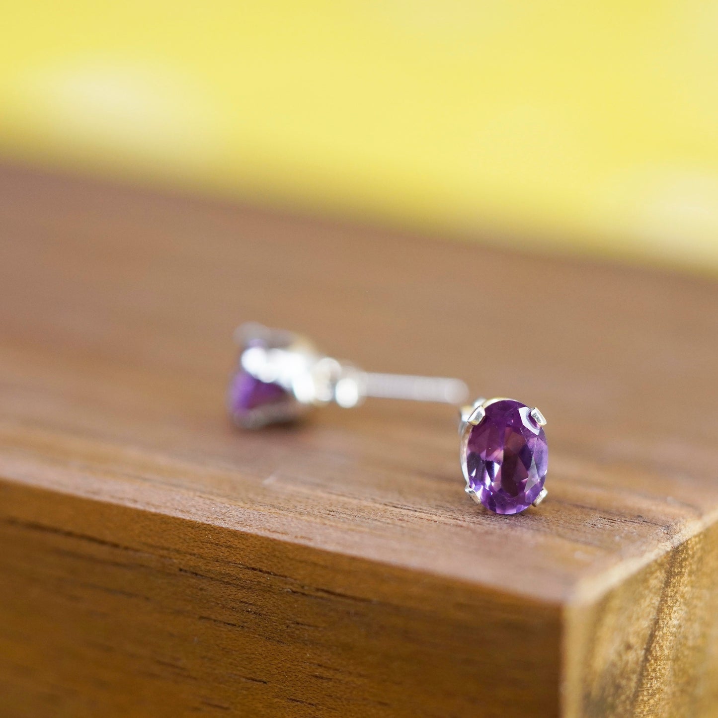 Vintage Sterling 925 silver amethyst studs, earrings