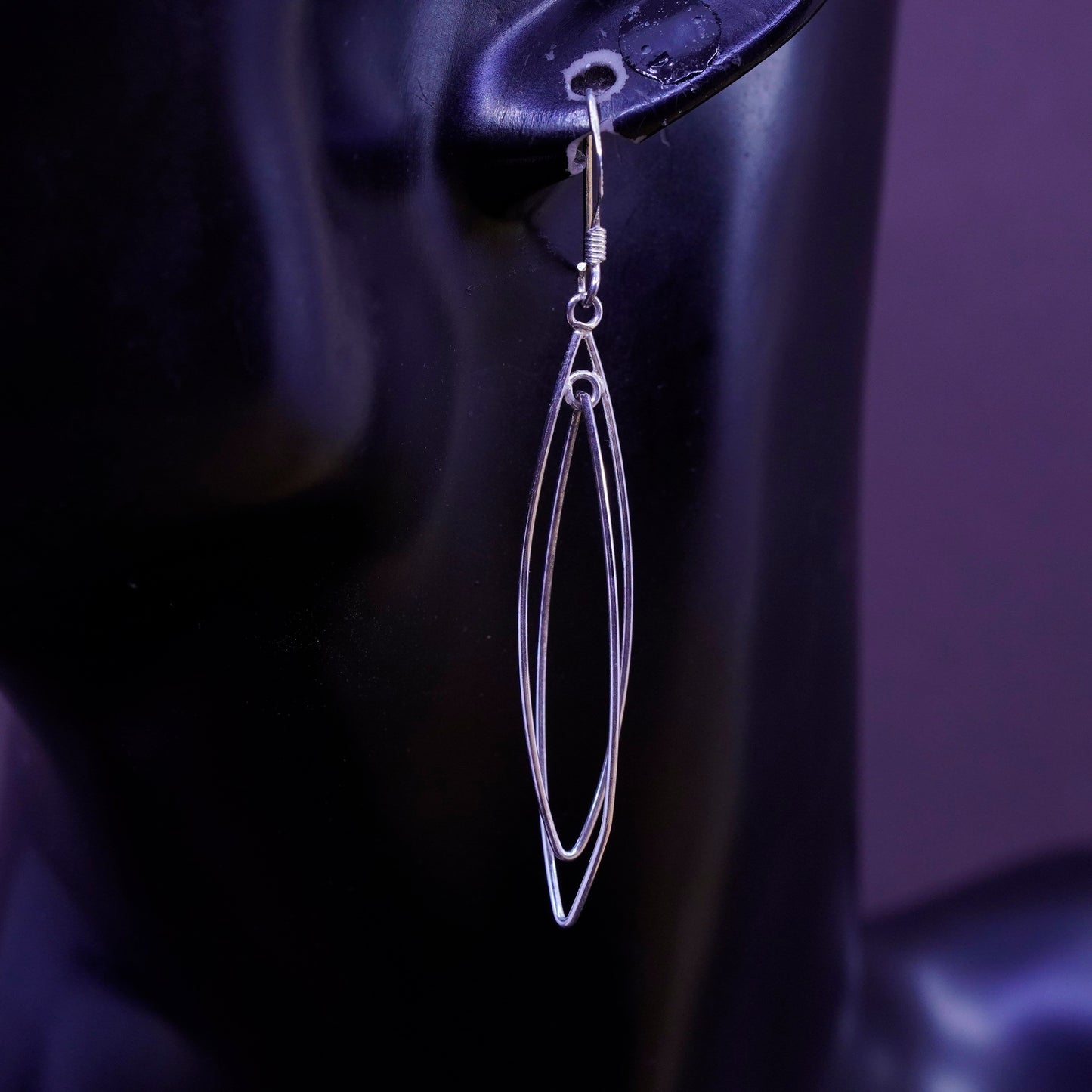 Vintage Sterling silver handmade earrings, modern 925 dangle