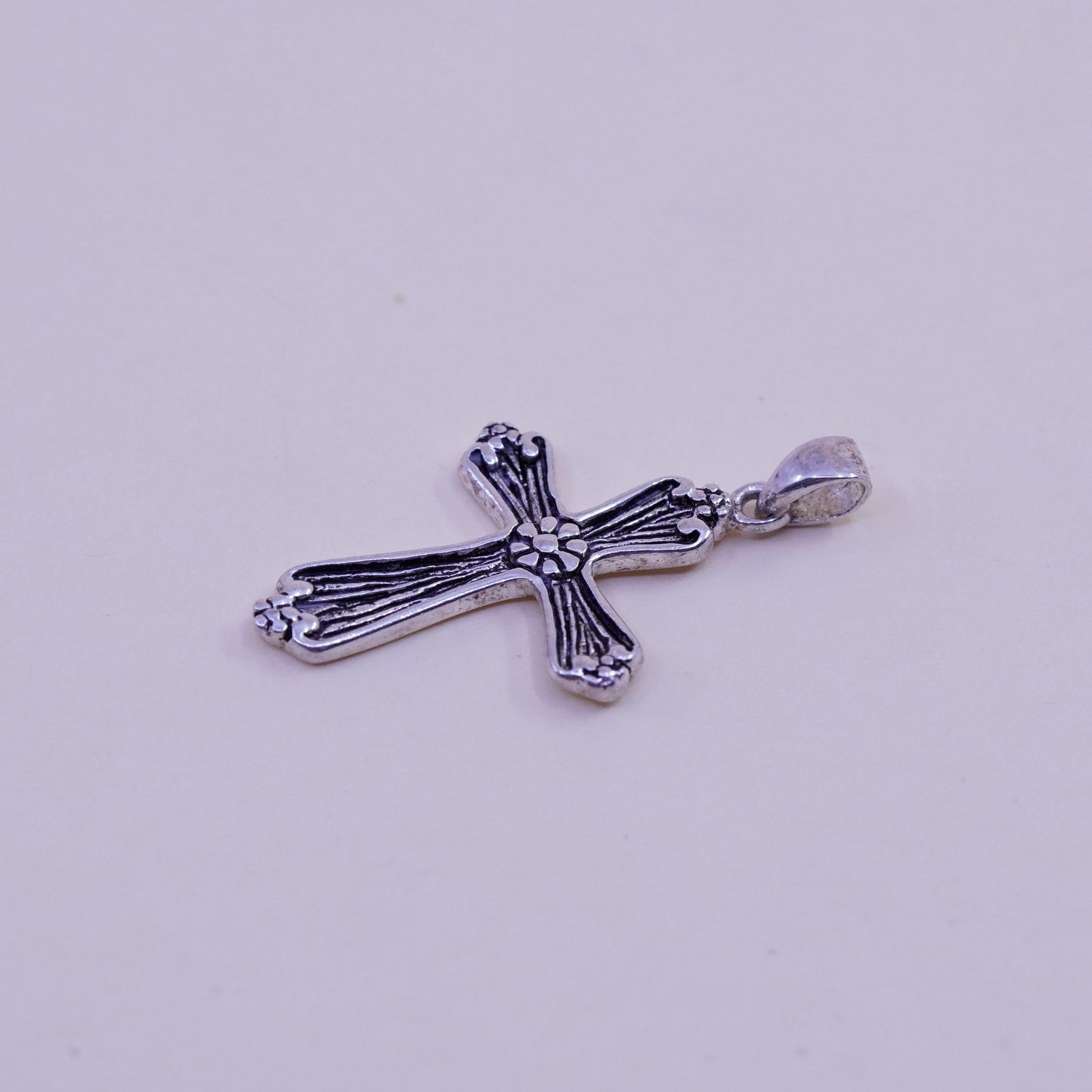 Vintage handmade Sterling silver pendant, textured 925 cross