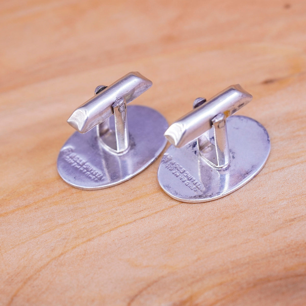 Vintage Mexico mayan handmade sterling silver cufflink, 925 cuff links