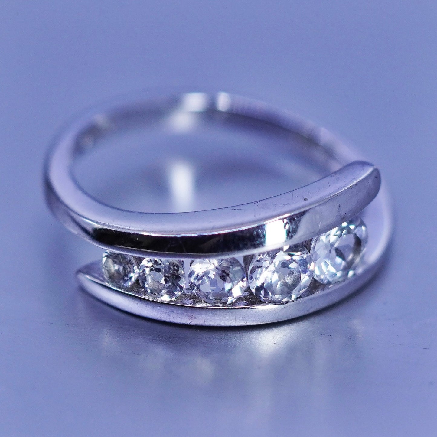 Size 8.25, vintage Sterling 925 silver handmade engagement ring with Cz