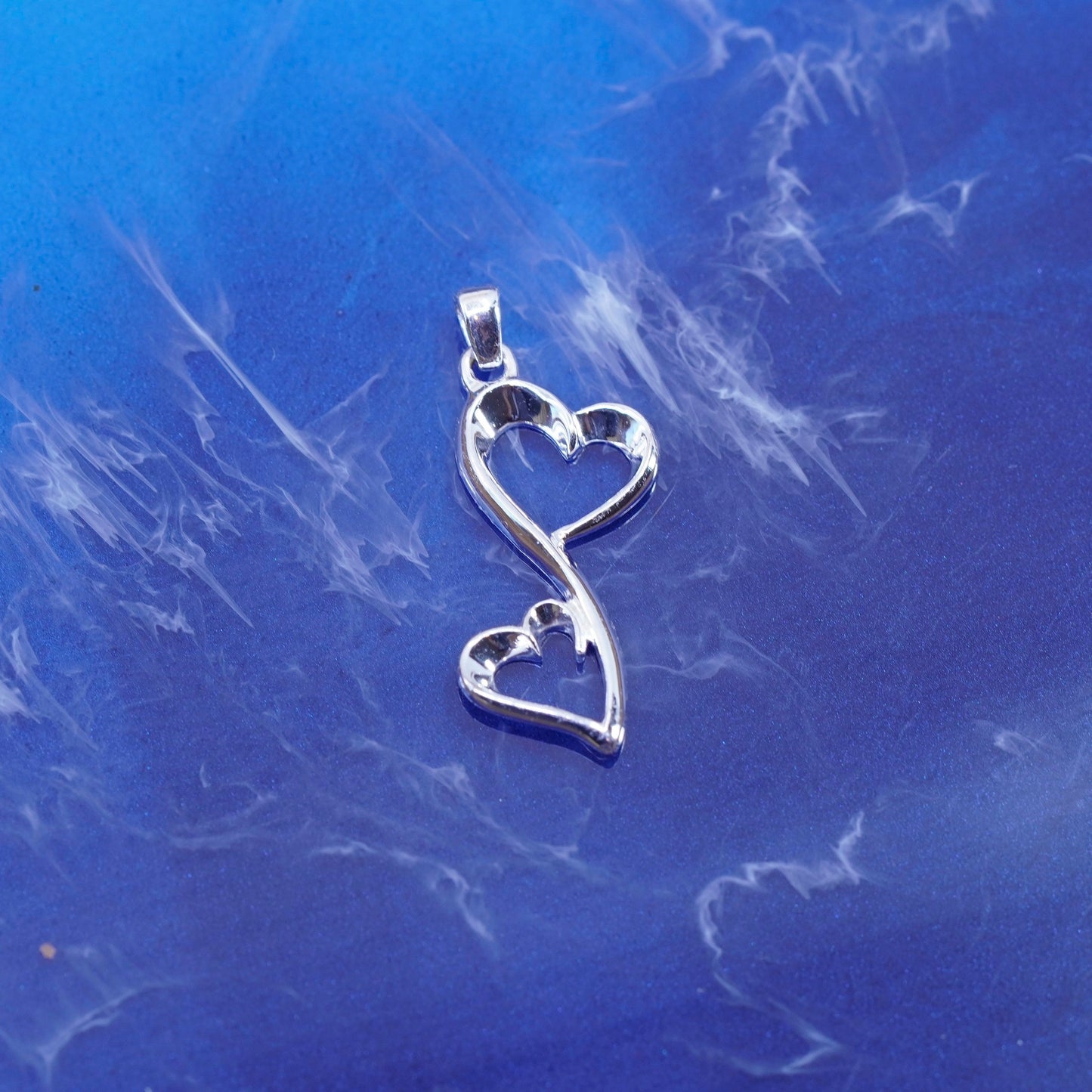 sterling silver pendant, 925 double heart charm “love grows in a mothers heart