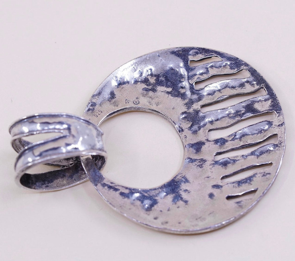 vtg Silpada sterling silver handmade hammered, 925 slide circle pendant