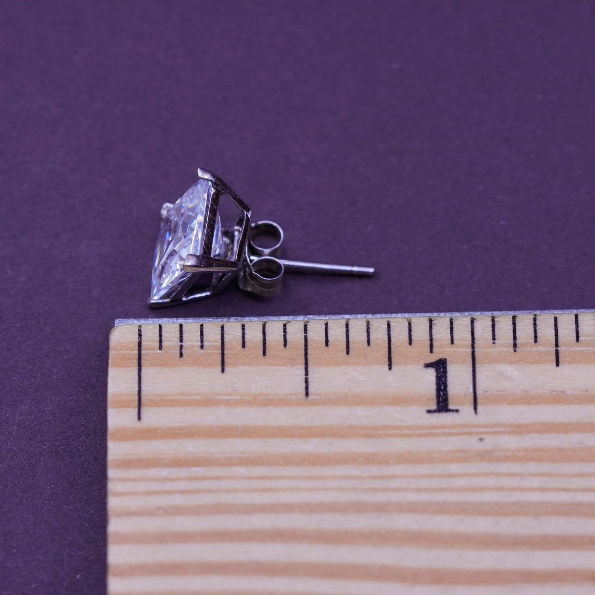 vintage Sterling silver studs, square Swarovski earrings