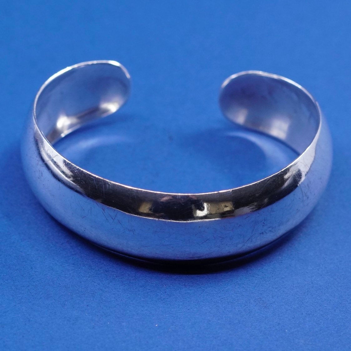 6", vtg Sterling silver handmade bracelet, modern polished 925 cuff