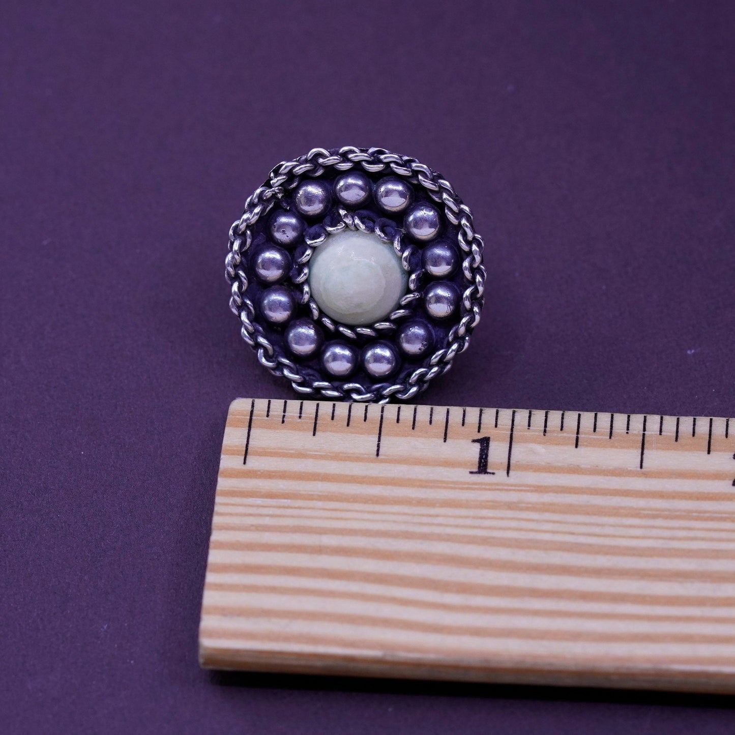 Vintage Sterling silver screw back handmade earrings, 925 dangles howlite beads