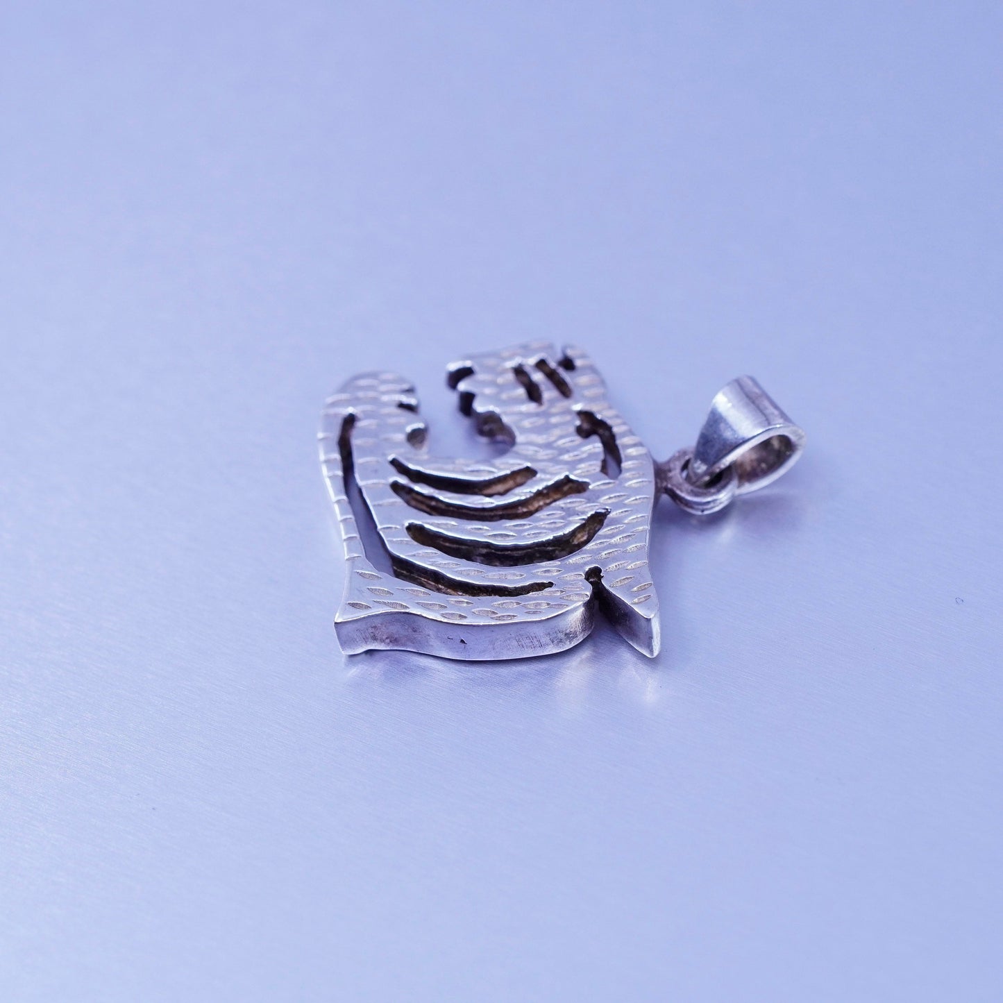 antique sterling 925 silver tiger pendant