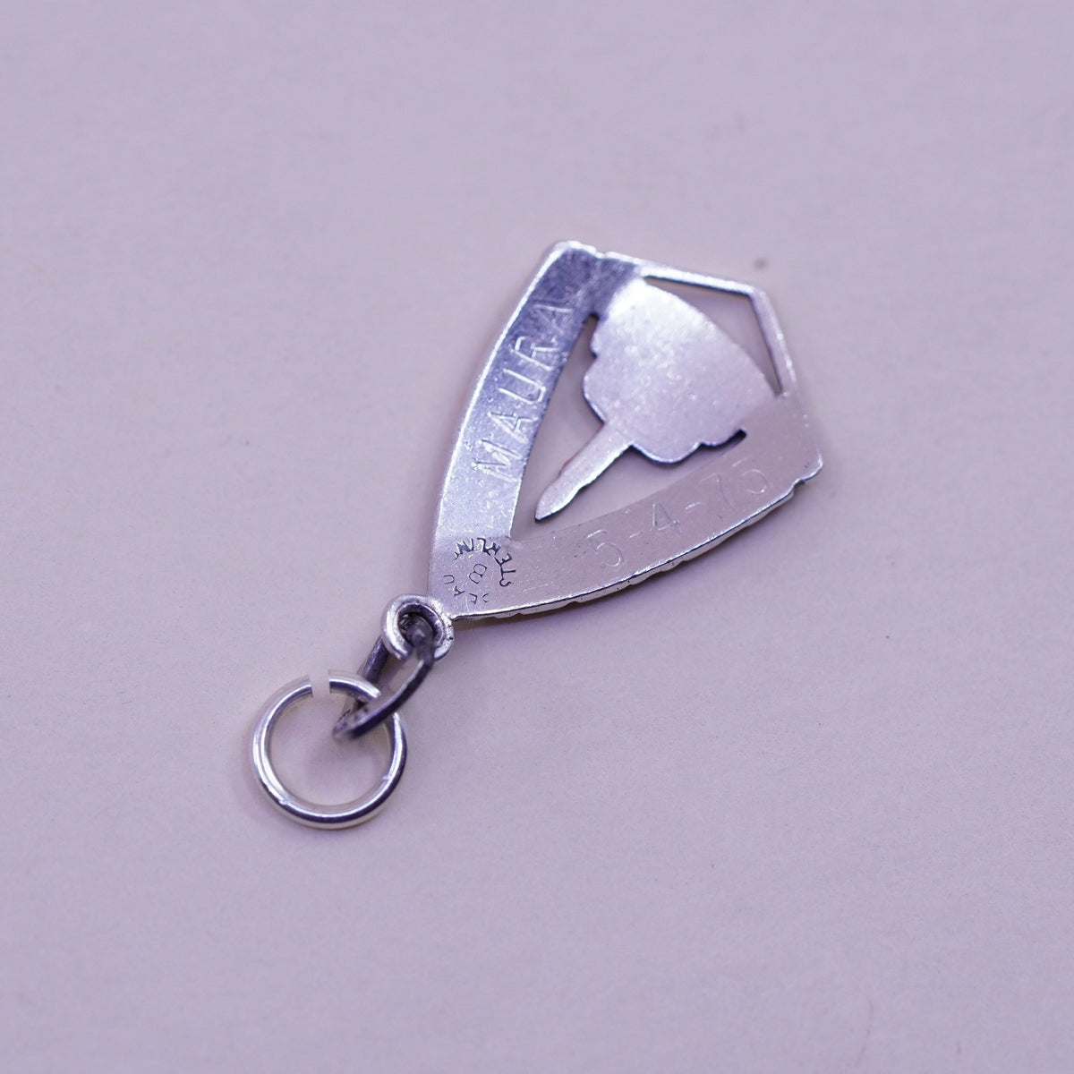 Vintage Sterling silver handmade pendant, 925 happy birthday charm