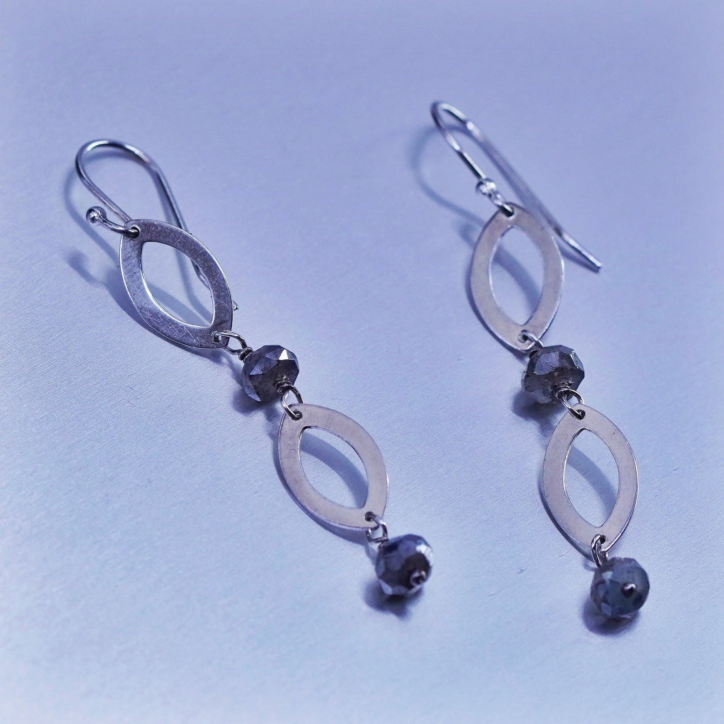 Vintage Sterling 925 silver handmade earrings with hematite