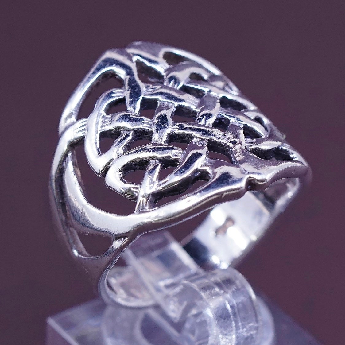 Size 8, VTG Sterling silver handmade wired ring, solid 925 silver Irish band