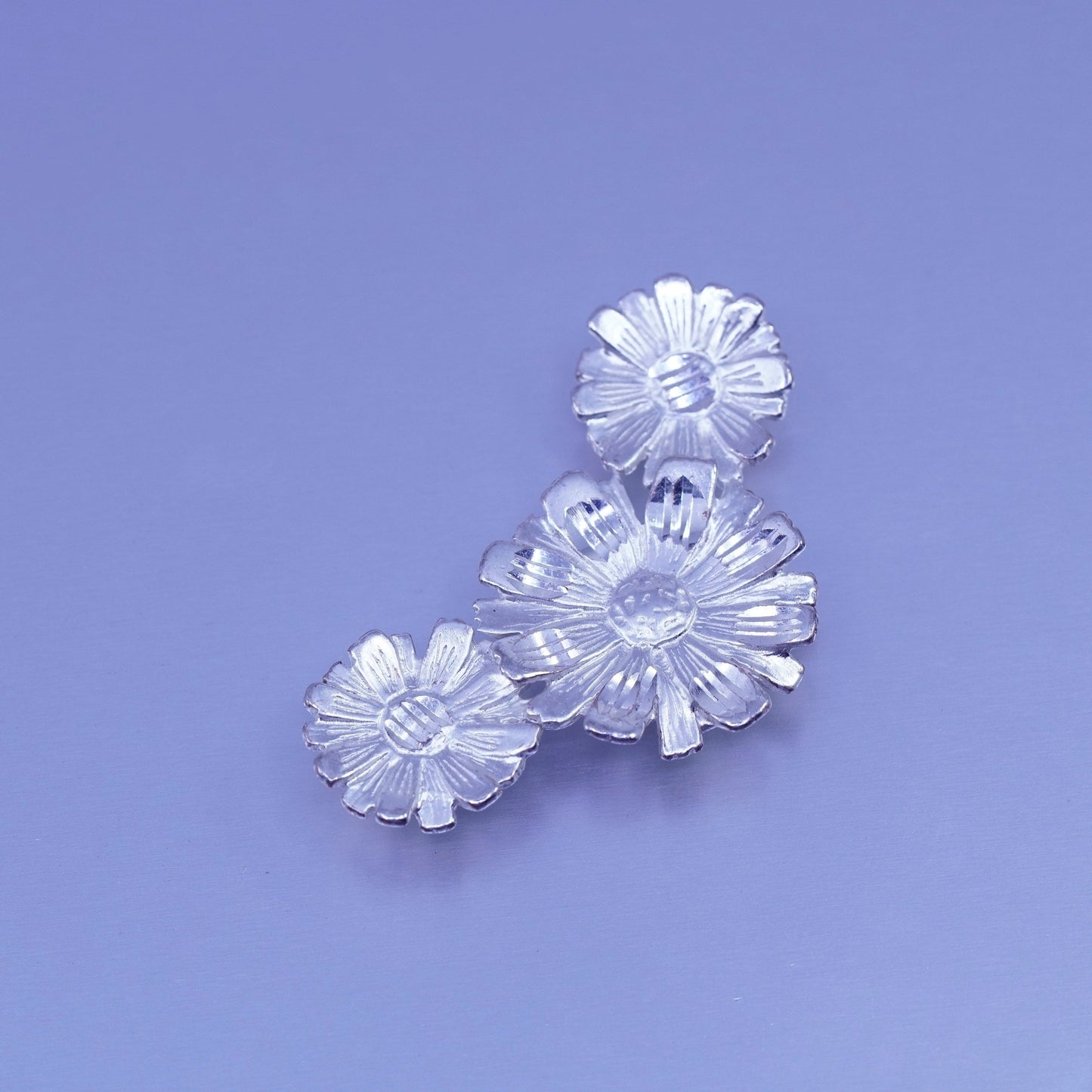 Antique Sterling silver handmade charm, 925 daisy flower pendant