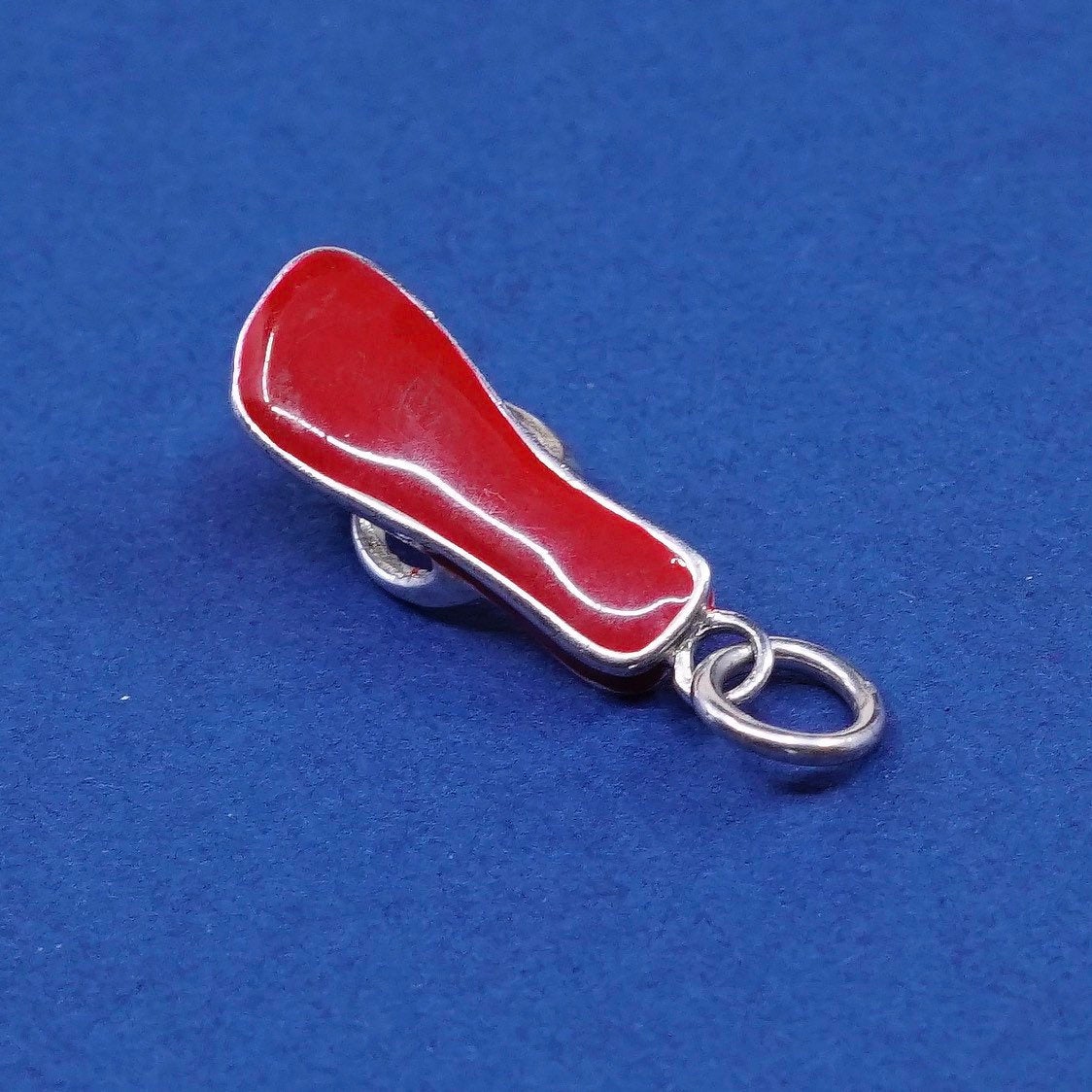 vtg enamel Sterling silver handmade pendant, 925 sandal, flip flop charm