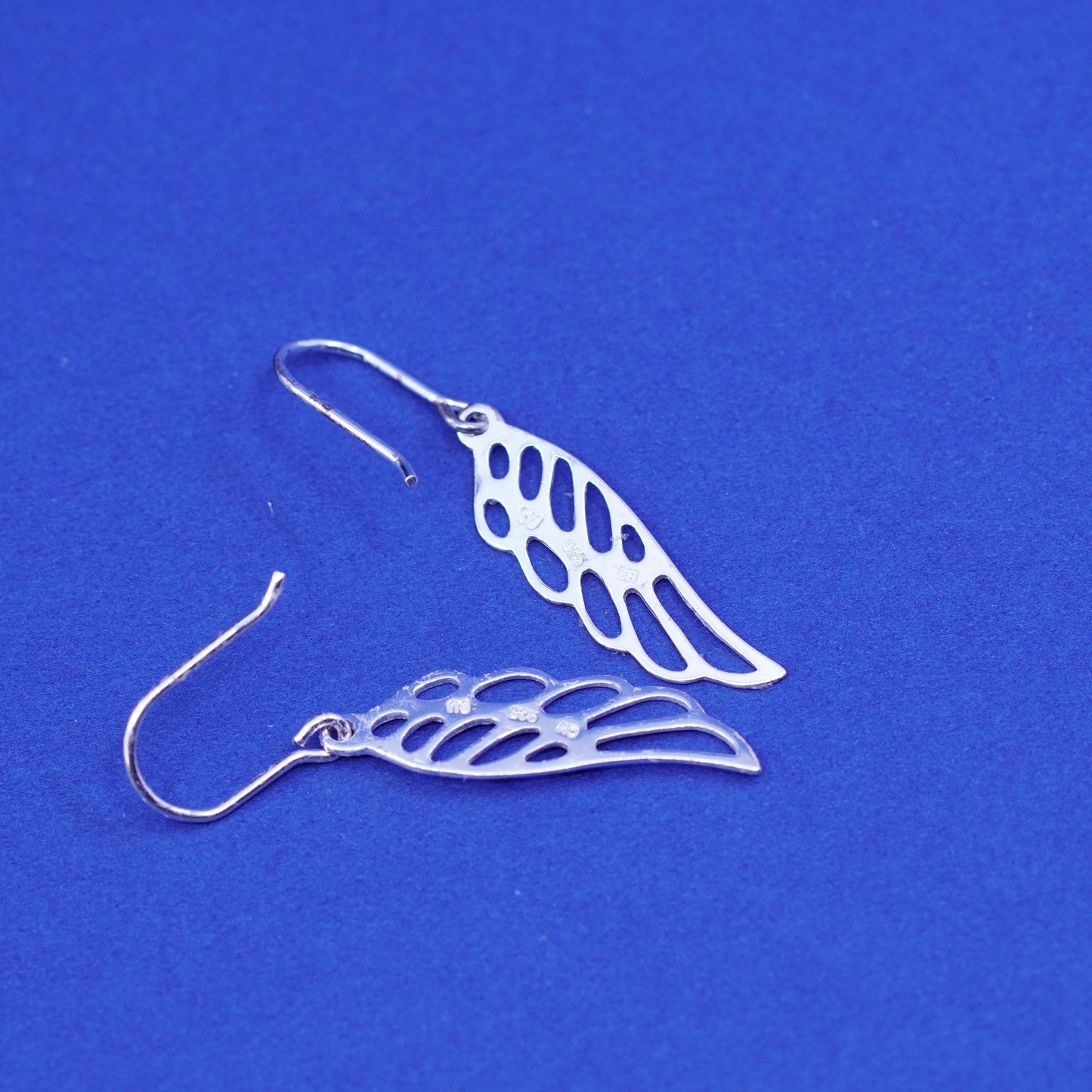 Vintage Sterling silver handmade earrings, 925 wings dangles