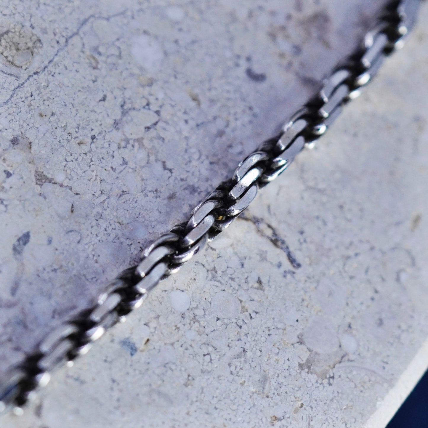 8”, 3mm, vintage sterling silver handmade bracelet, Italy 925 rope chain