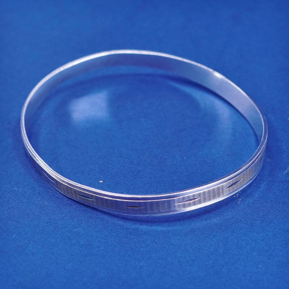 7.25", vtg sterling silver handmade bracelet, 925 textured bangle