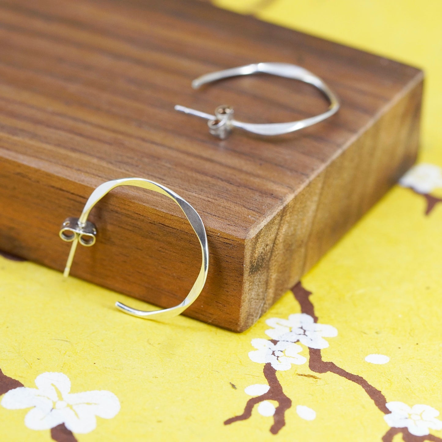 1”, vintage Sterling silver hoop earrings, 925 huggie studs