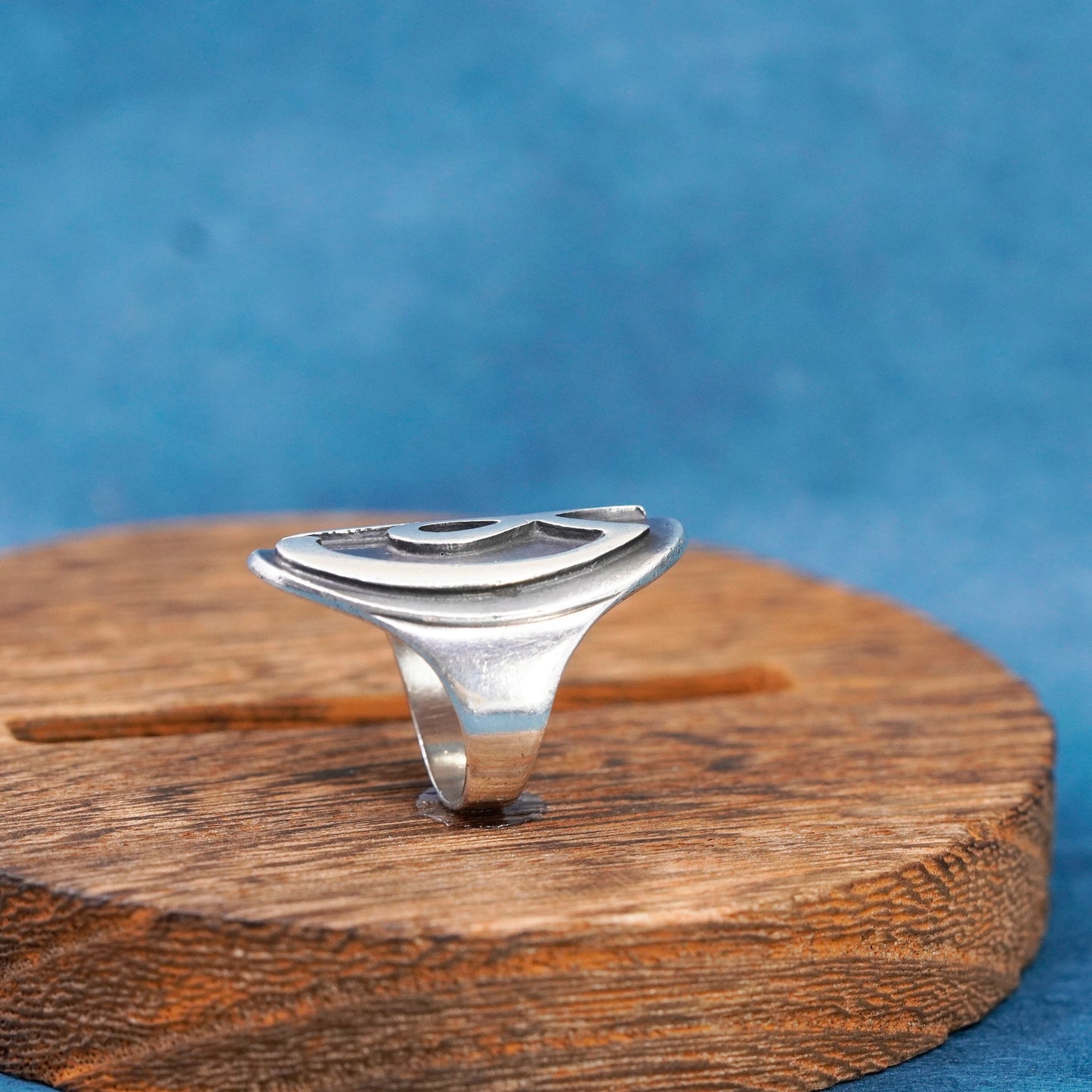 Size 6, vtg sterling silver handmade ring, 925 monogram initial letter “W” ring