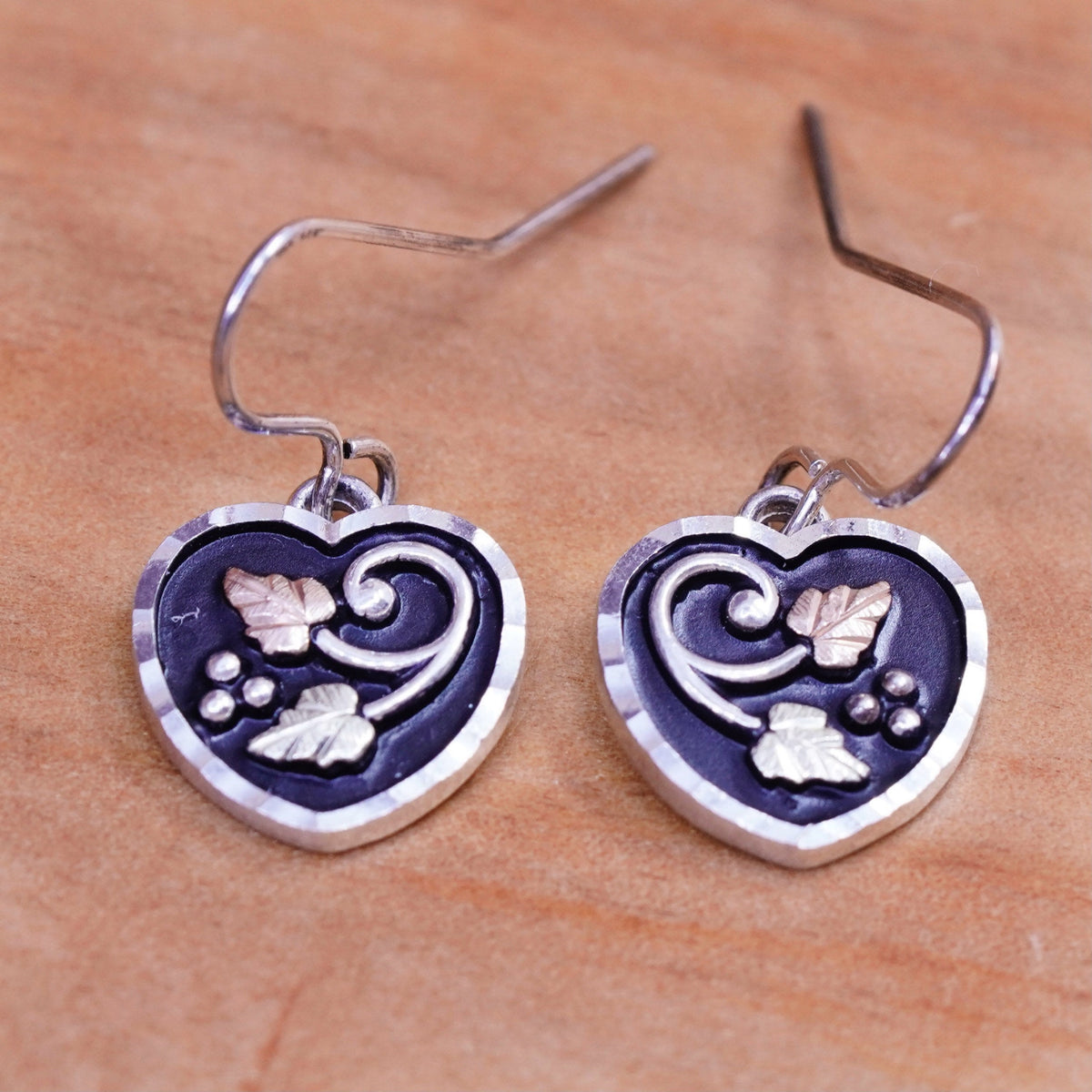 Coleman Co CCO Sterling 925 silver handmade earrings 12K rose gold grape vines