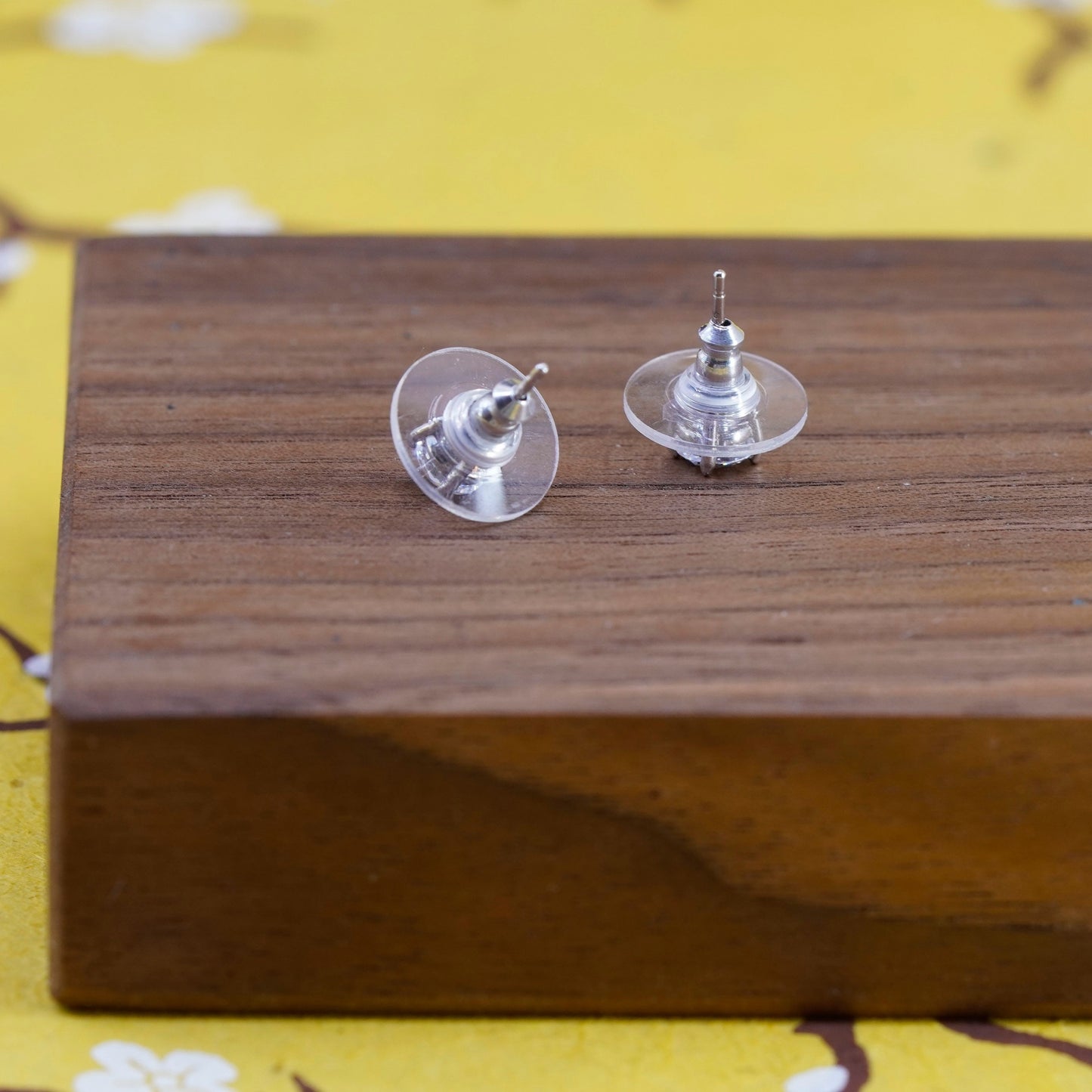 4mm, vintage Sterling silver clear round crystal studs, cz earrings