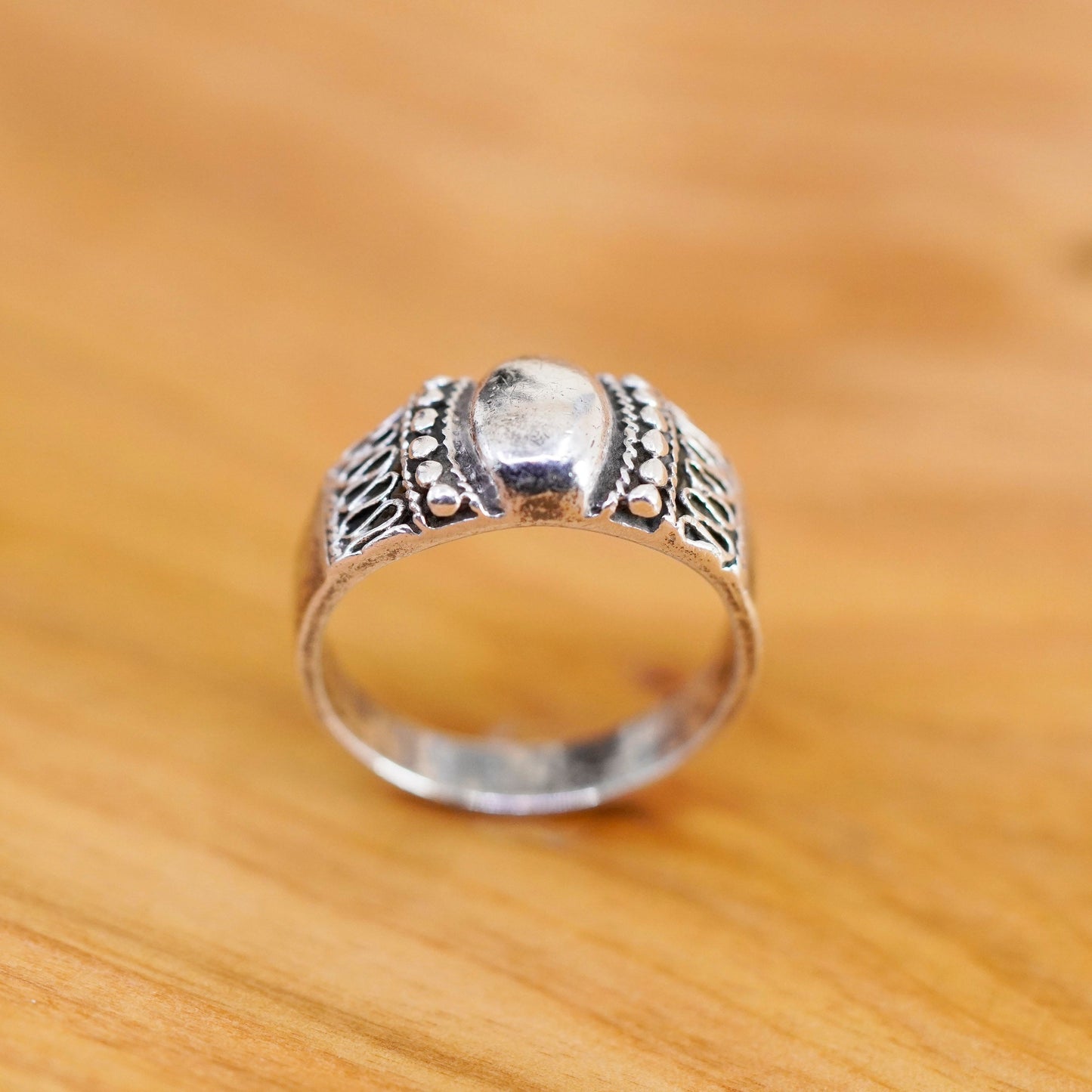 Size 9.5, vintage Sterling silver handmade ring, 925 band with beads