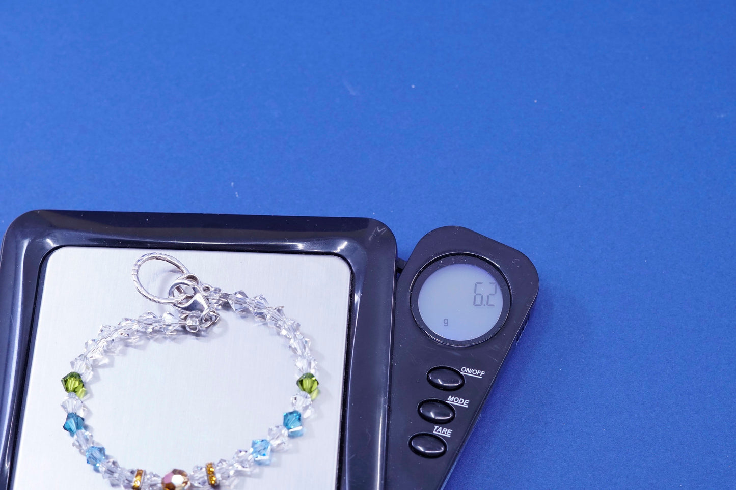 6.75”, Sterling 925 silver handmade bracelet with colorful Swarovski crystal