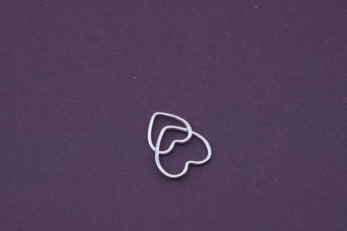 Vintage Sterling silver handmade pendant, 925 double heart charm