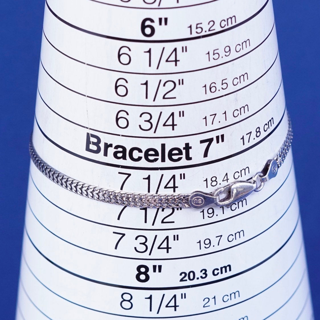 7.5", 4mm, vtg Sterling silver handmade bracelet, 925 herringbone chain