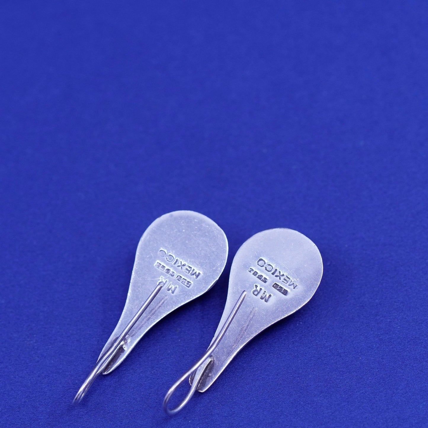 Vintage sterling silver handmade earrings, minimal 925 teardrop drops