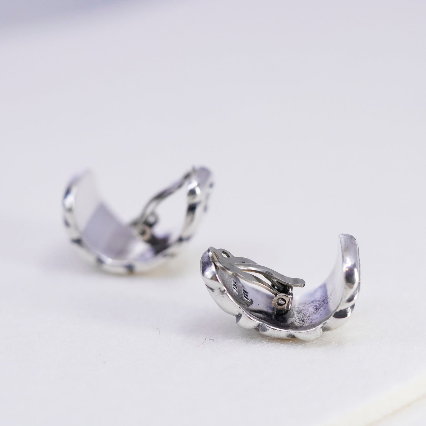 Vintage Zina Sterling silver handmade clip on earrings, 925 cross earrings