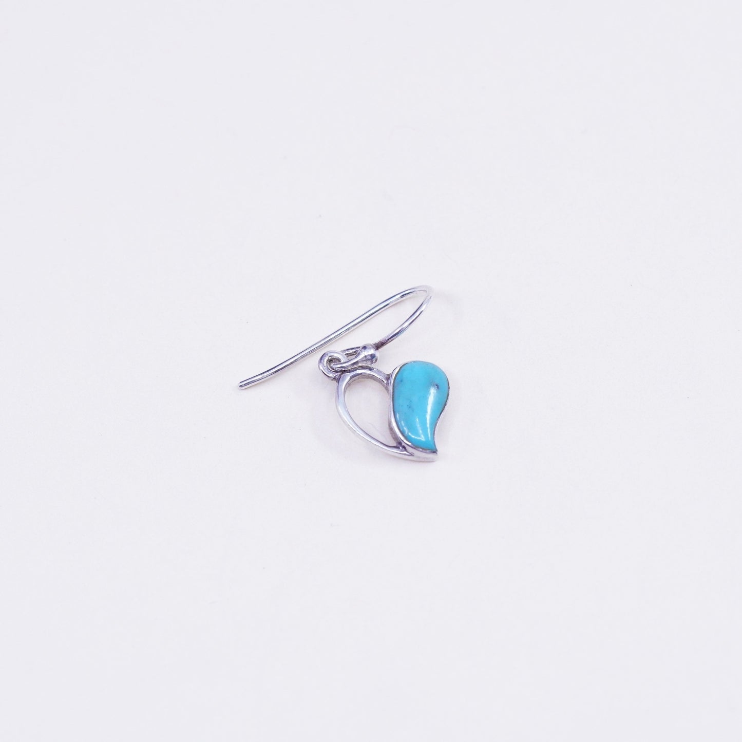 Vintage Sterling 925 silver handmade earrings, with heart turquoise