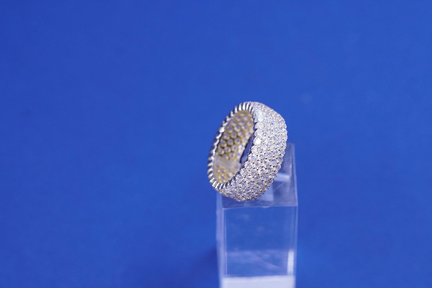Size 6.75, vtg vermeil gold over Sterling 925 silver ring with cluster crystal