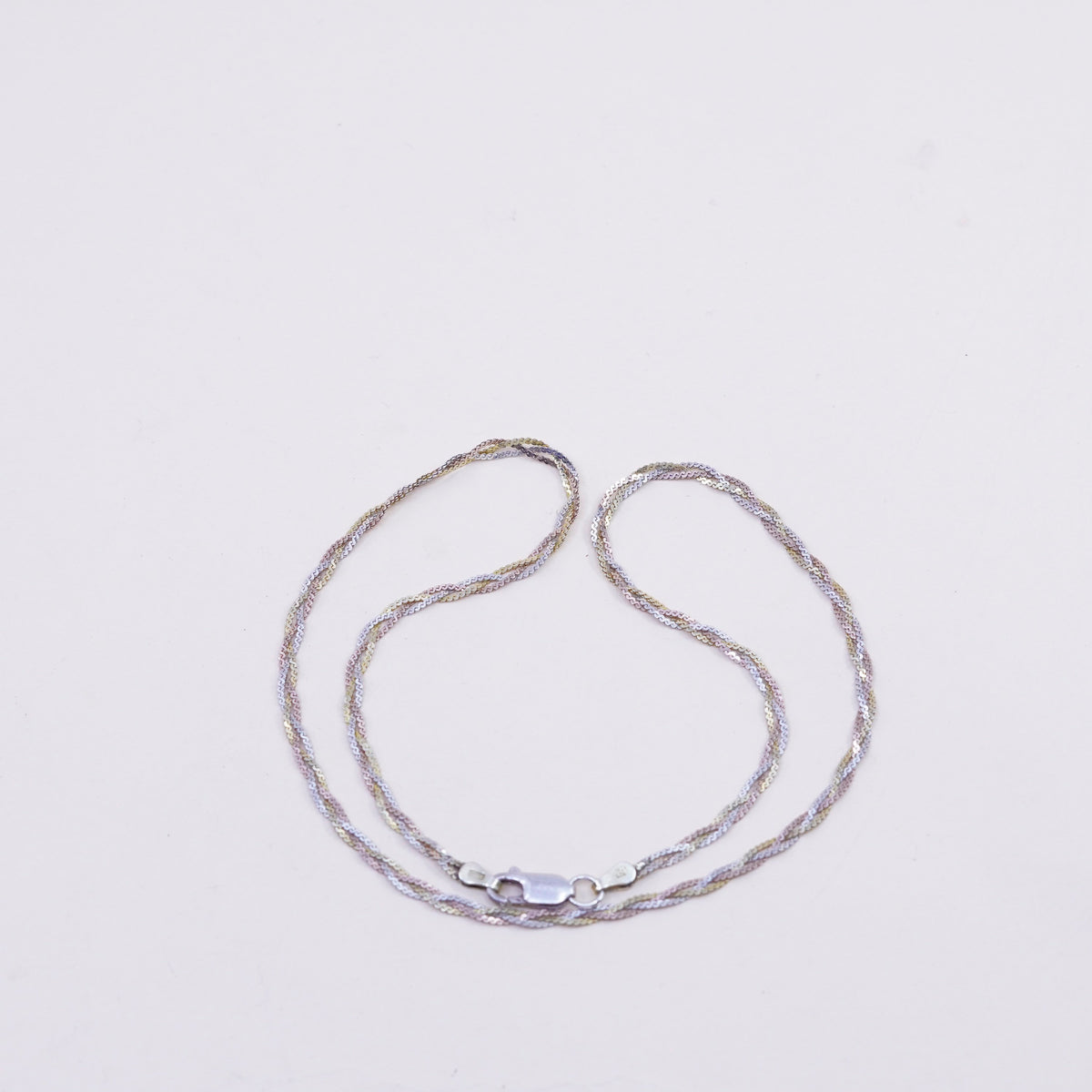16”, vermeil gold over sterling silver necklace, 925 woven braided s link chain