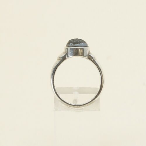 Sz 7.5, Vtg Sterling Silver Ring w/ Teardrop druzy quartz Stone MR-1